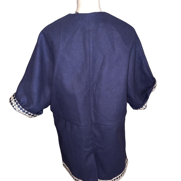 NWT KISUA AFRICA WOMEN’s Size Large Zip Front Short Sleeve Navy And Cream - Picture 5 of 8
